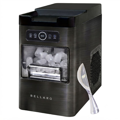 Bellaro Front-Load Portable Ice Maker, 26 lb/24 hrs, Black Stainless Steel