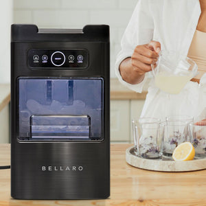 Bellaro Front-Load Portable Ice Maker, 26 lb/24 hrs, Black Stainless Steel