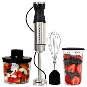 Bellaro Variable Speed Immersion Blender Set with Chopper and Whisk