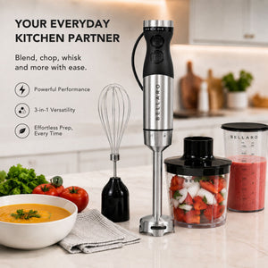 Bellaro Variable Speed Immersion Blender Set with Chopper and Whisk