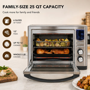Bellaro 11-in-1 Digital Air Fryer Toaster Oven with Rotisserie, 25 Qt